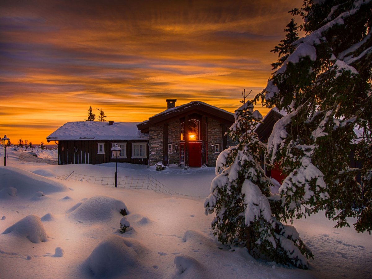 Дом в лесу зима