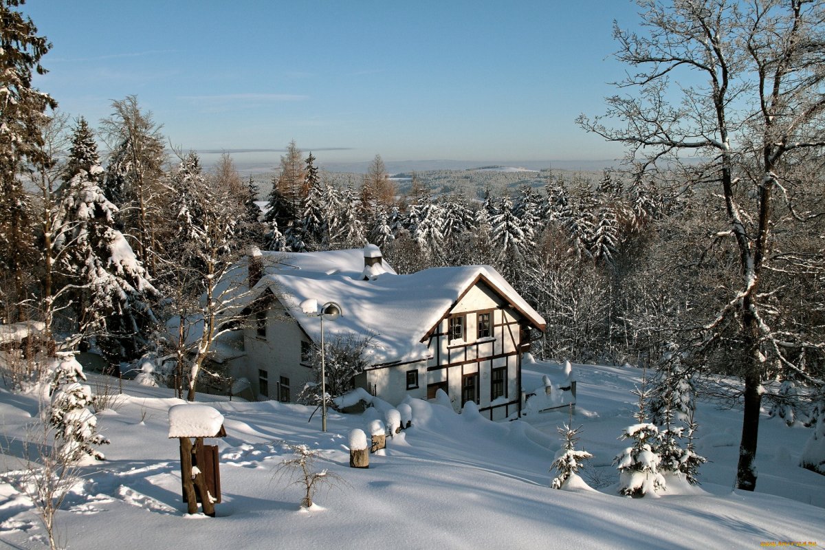 Домик в зимнем лесу
