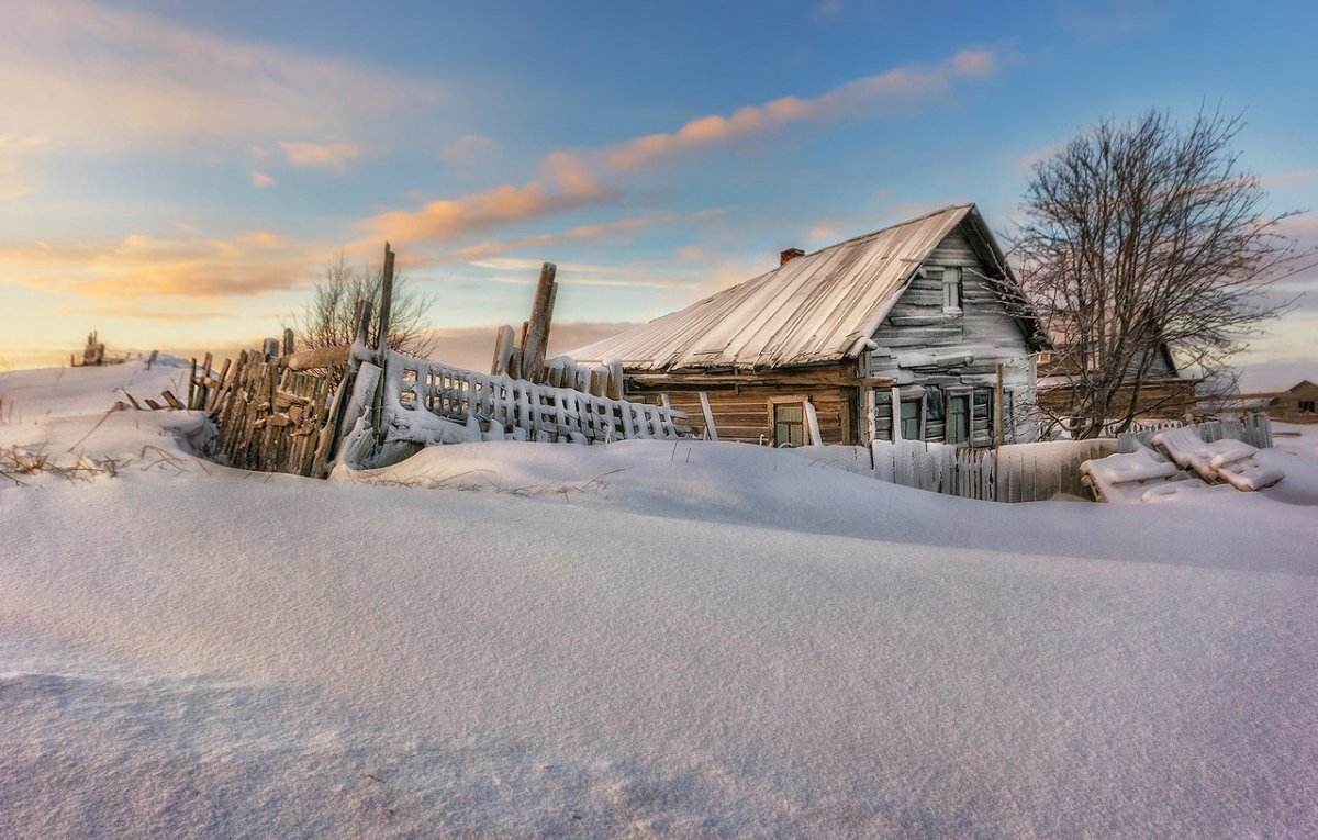 Русская деревня зимой