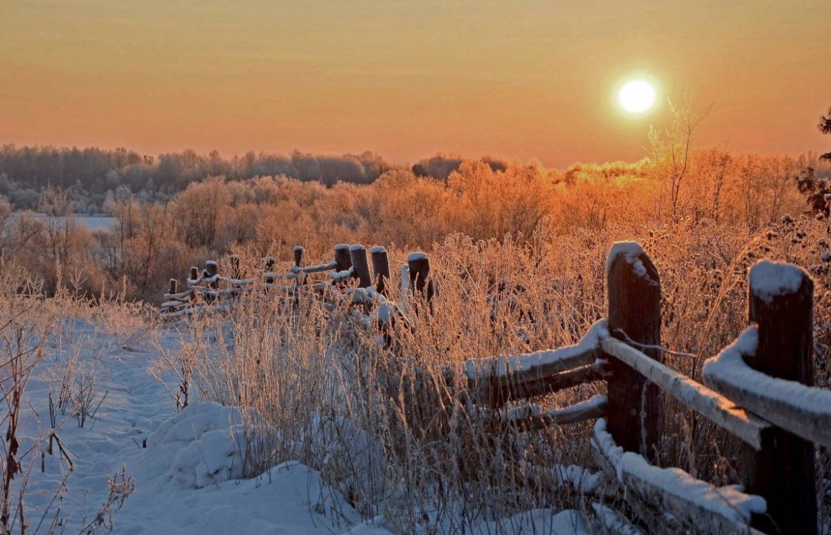 Морозная зима в деревне