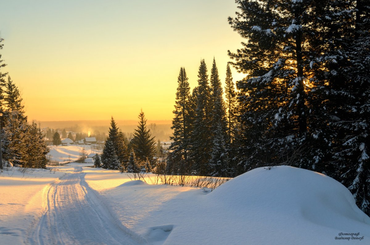 Зима солнце деревня
