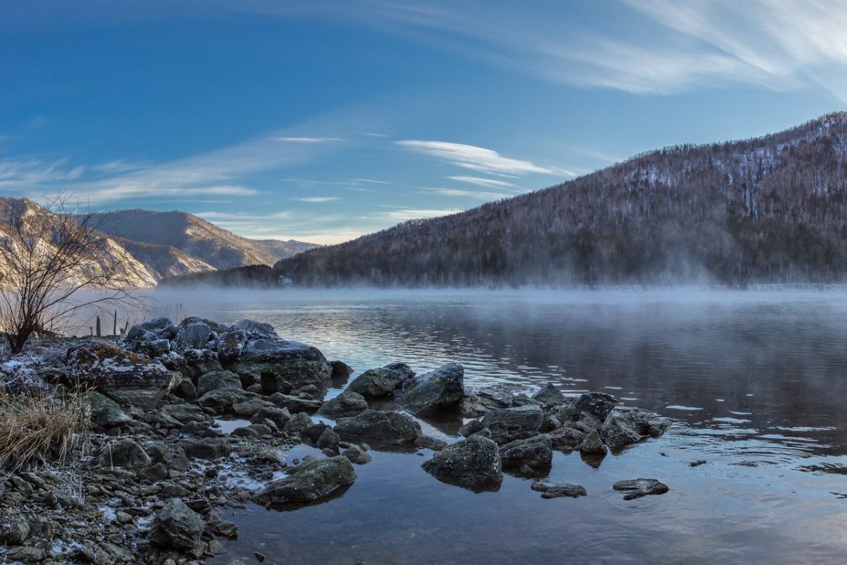 Зима Сибирская река Енисей
