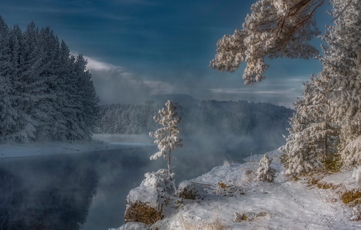 Сибирь Енисей зимой