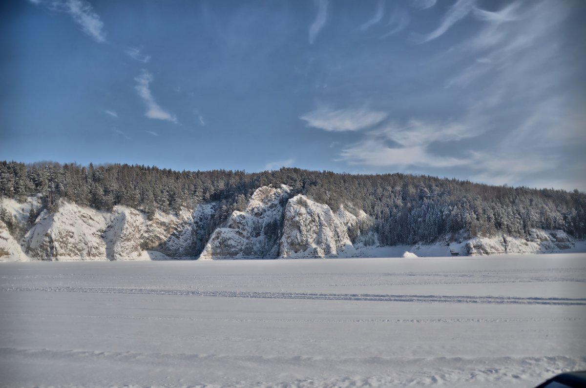 Замерзший Енисей в Красноярске