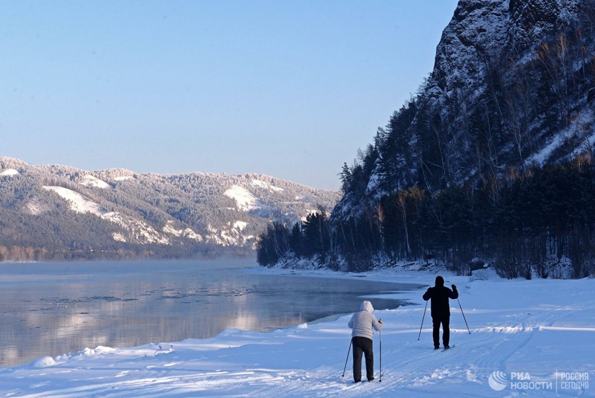Река Мана зима Красноярский край