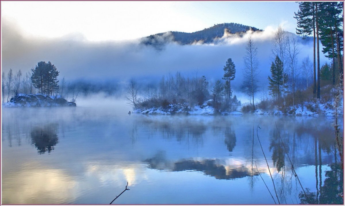 Природа Сибири Енисей зимой