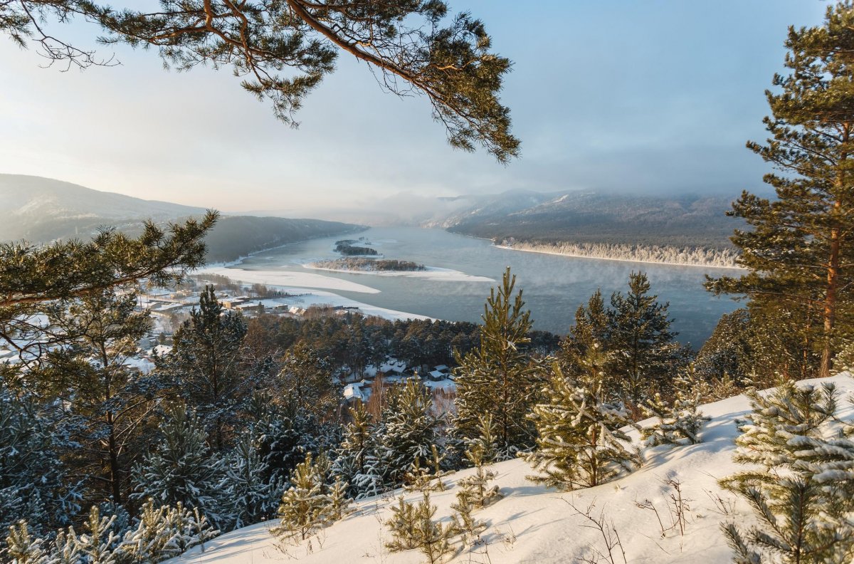 Река Енисей зимой