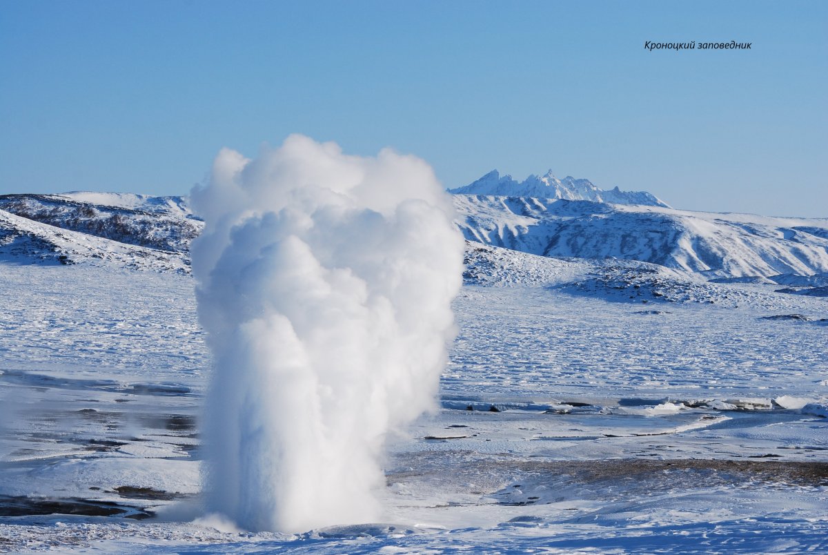 Гейзеры Камчатки зимой