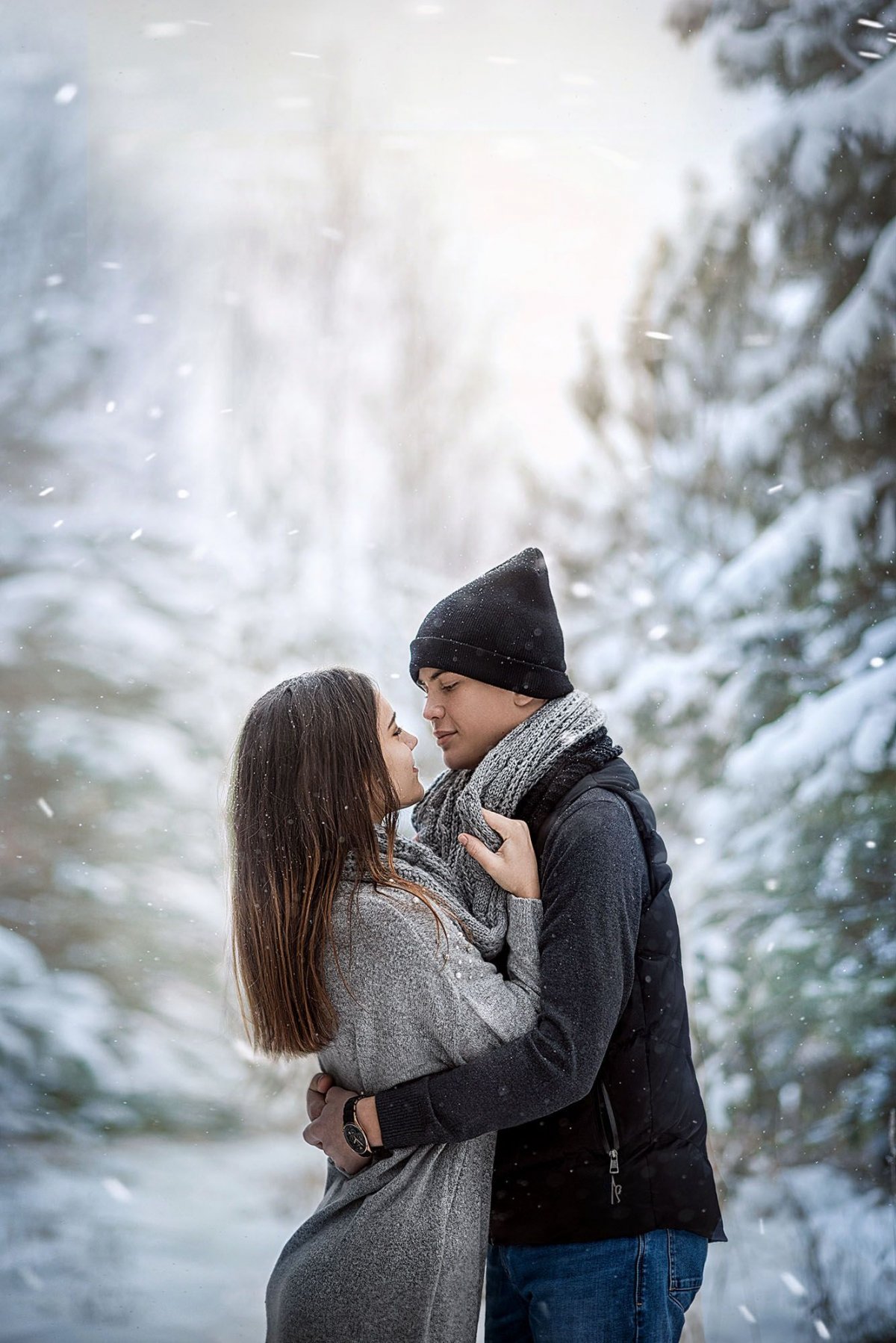 Фотосессия пары зимой