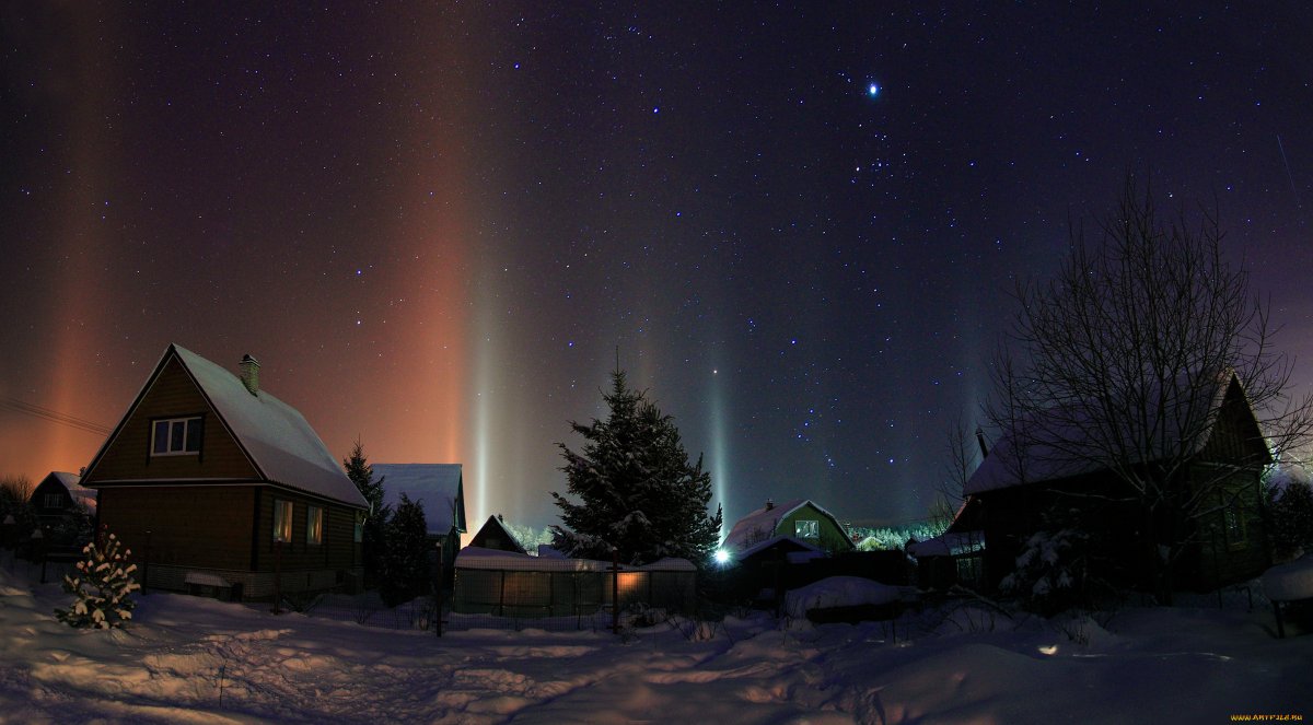 Световые столбы гало 4k