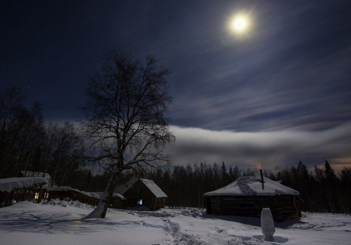 Зимний Урал ночью