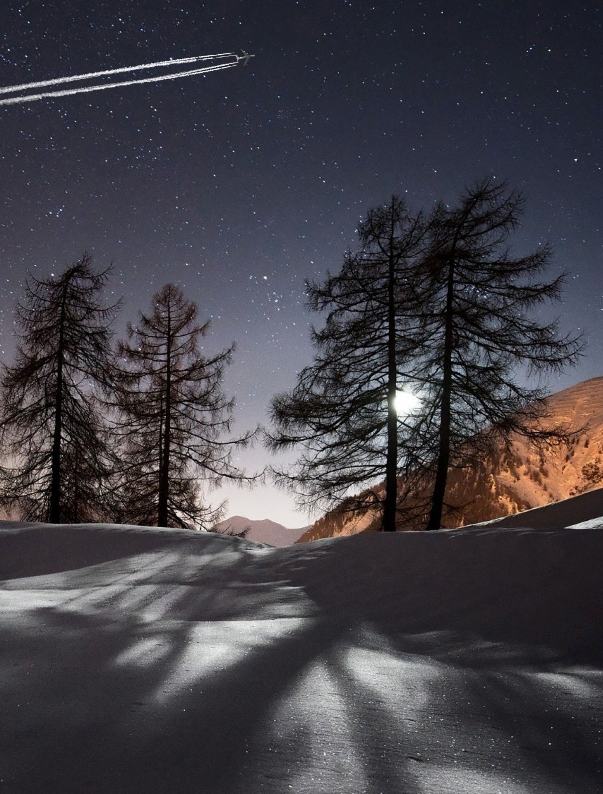 Зима ночь Луна