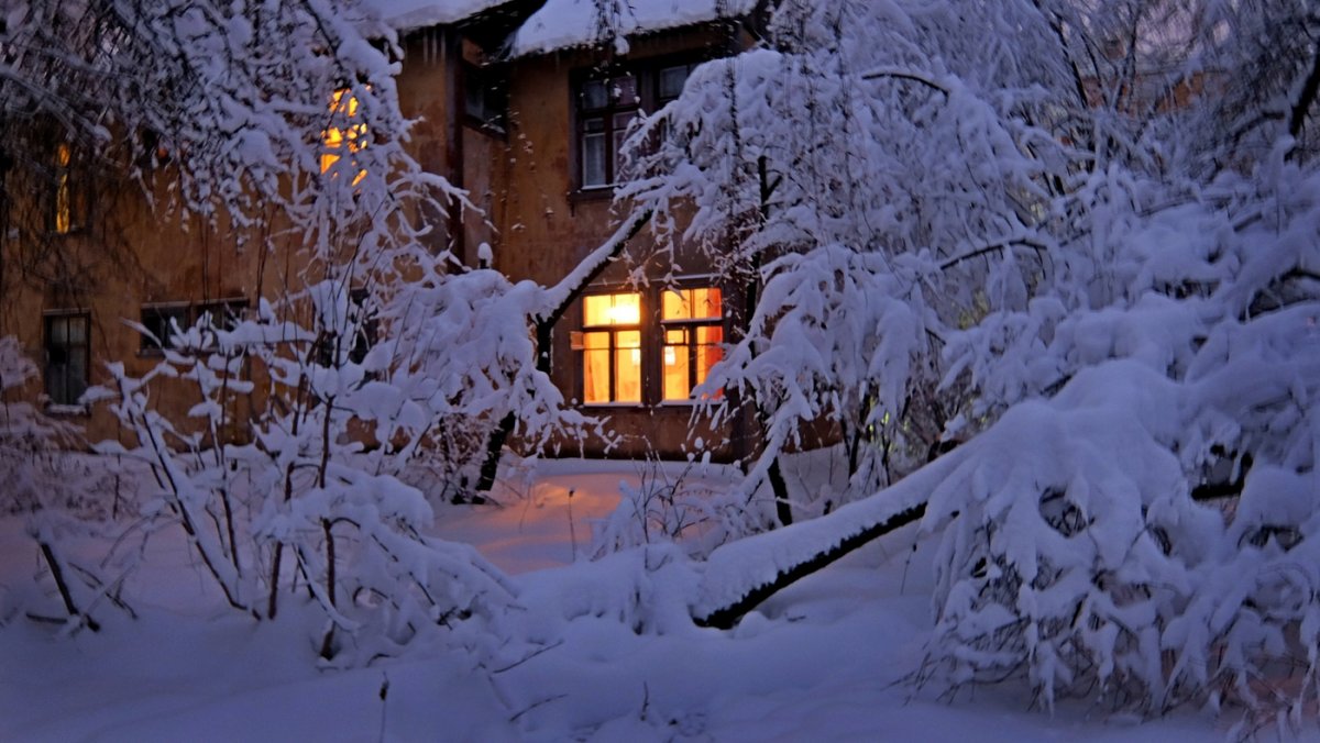 Дом в лесу зимой