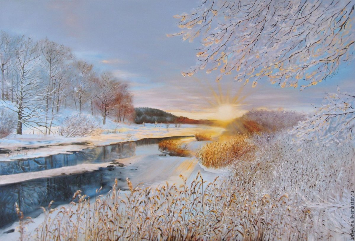 Зимний пейзаж маслом на холсте