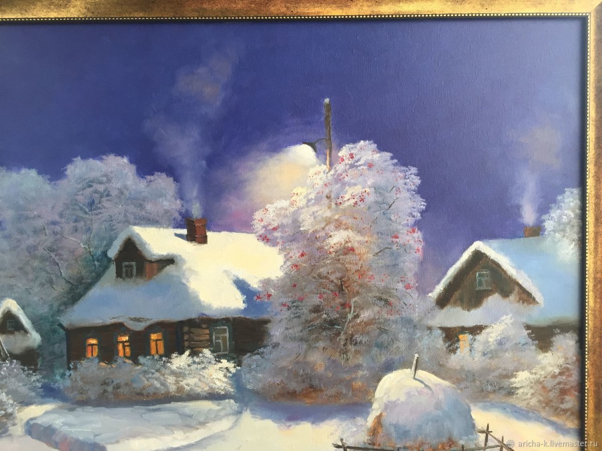 Деревня зимой картины