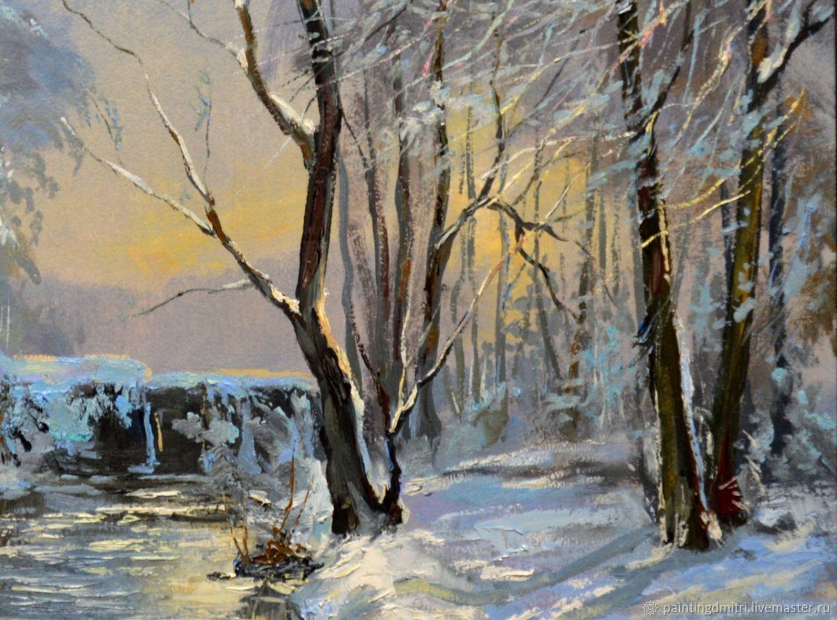 Зимний пейзаж с лодкой