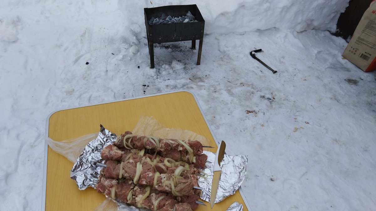 Шашлык зимой в лесу