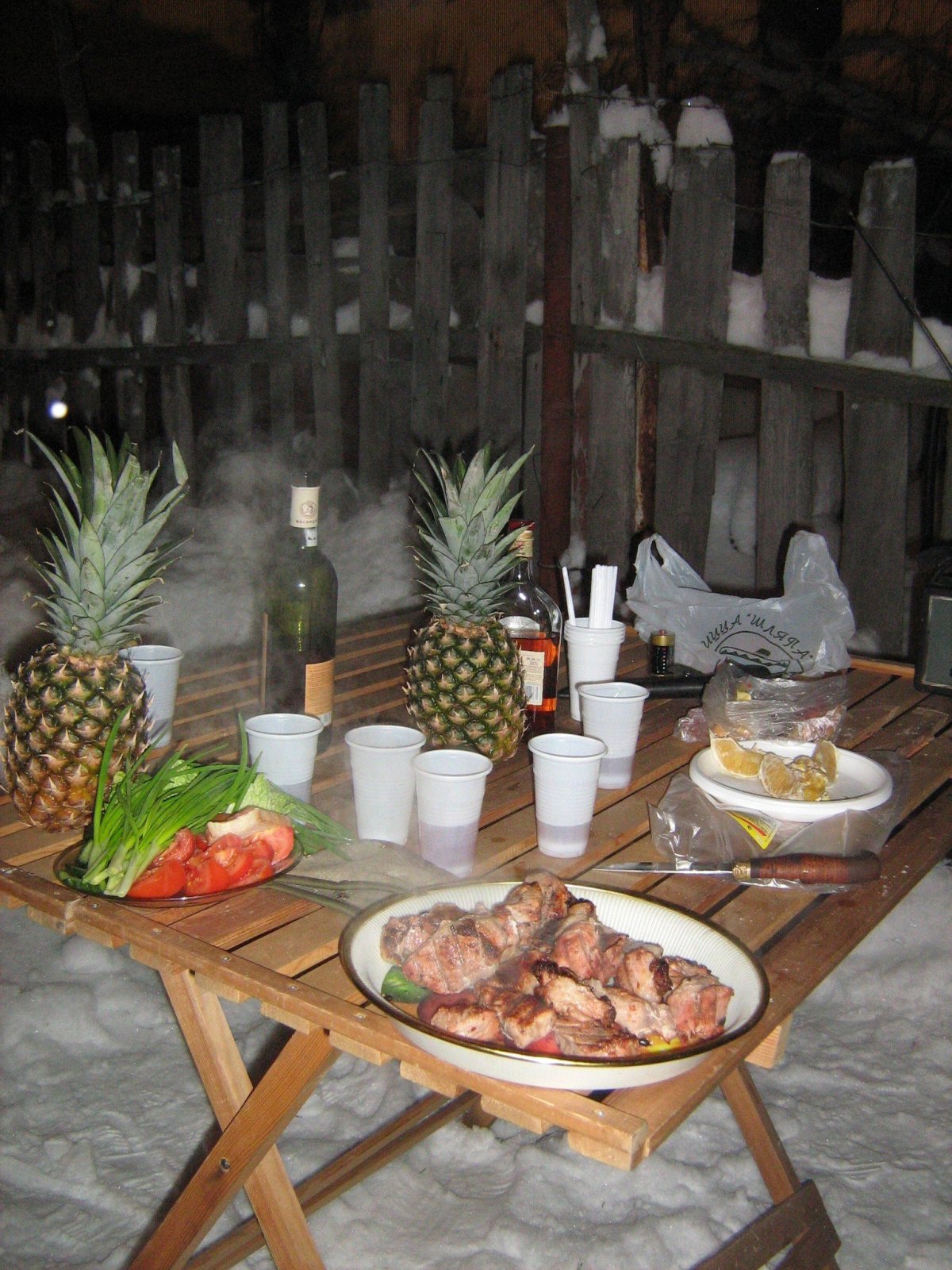 Шашлык на снегу