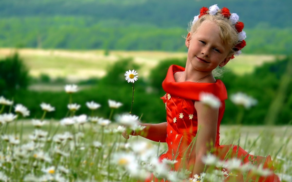 Дети летом на лугу