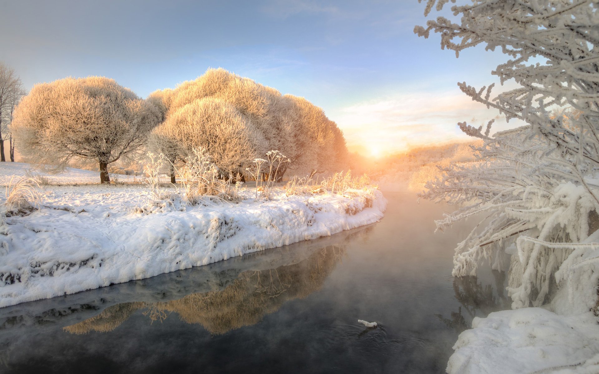 Утро природа зима - 83 фото