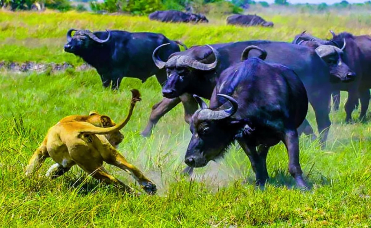 Буйвол Буффало нападает