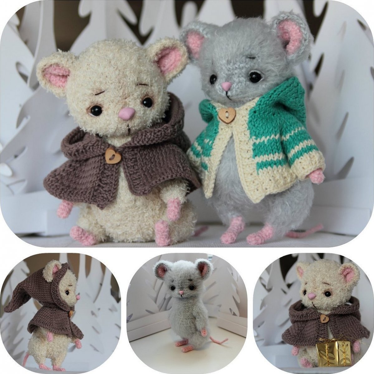 Мышь спицами из плюша