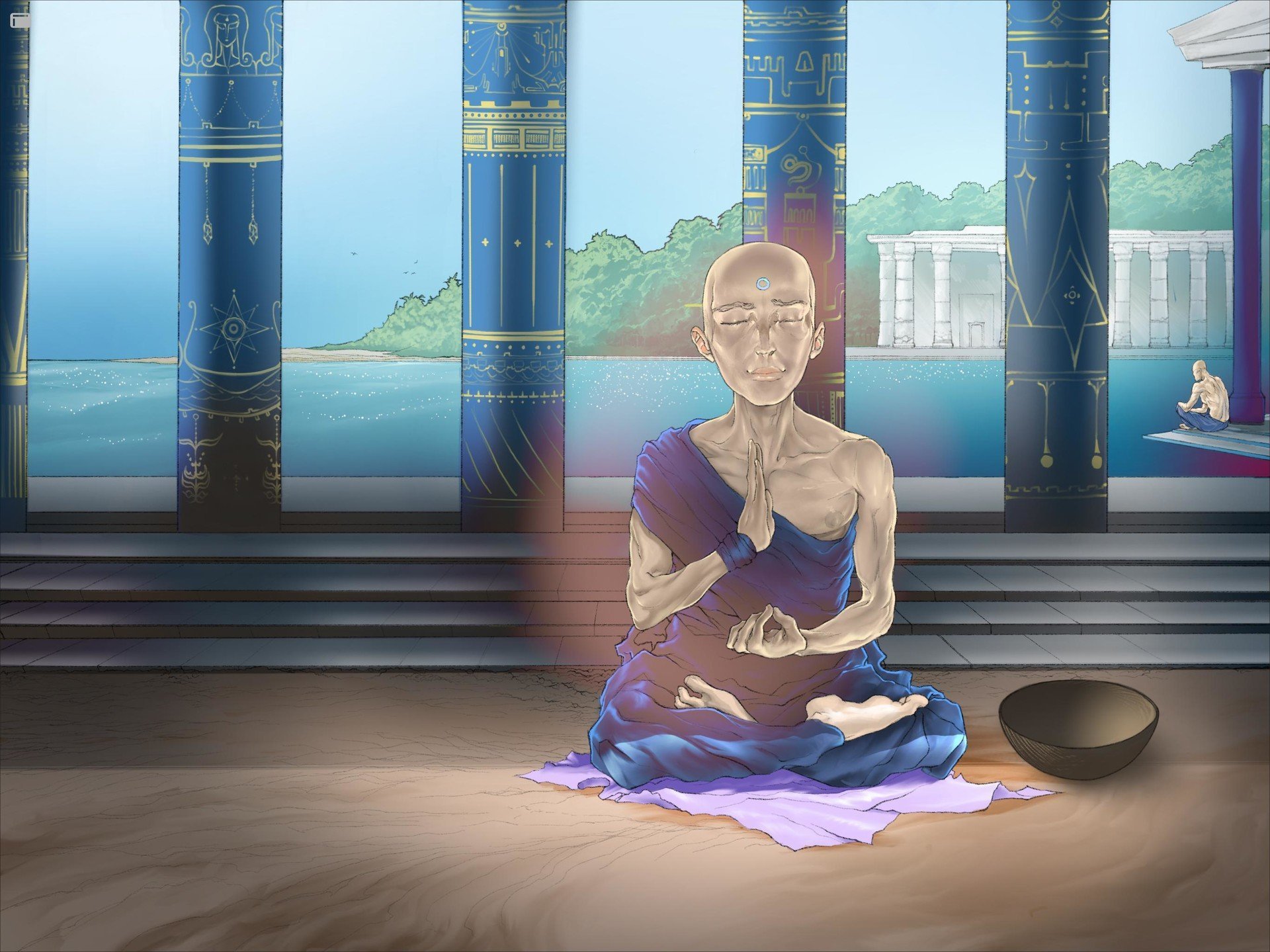 Vector пробуждение. Медитация монах. Арт-медитация.