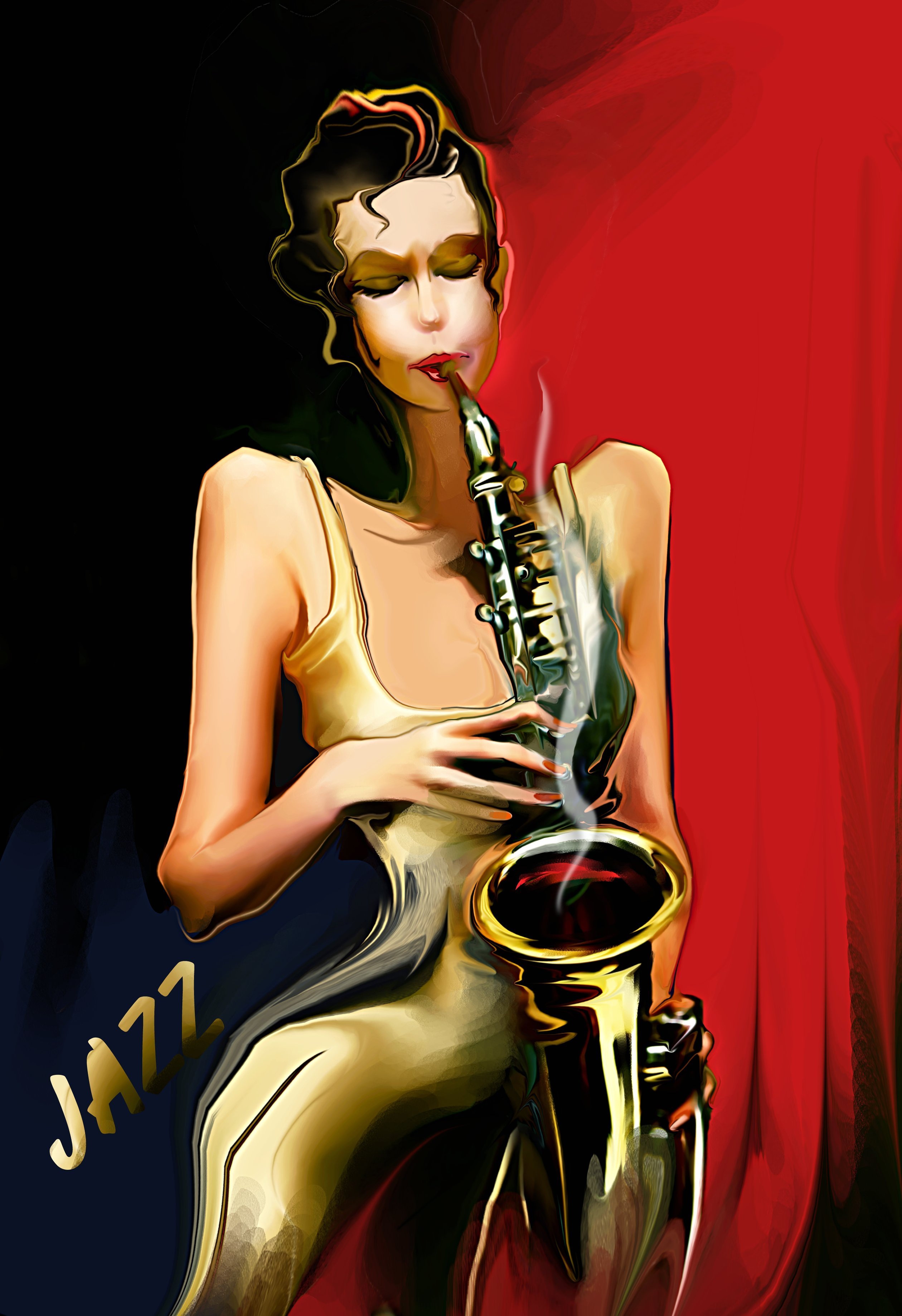 Женщина на саксофоне. Женщина с саксофоном. Иллюстрации в стиле джаз. Картины в джазовом стиле. Девушки в стиле джаз.