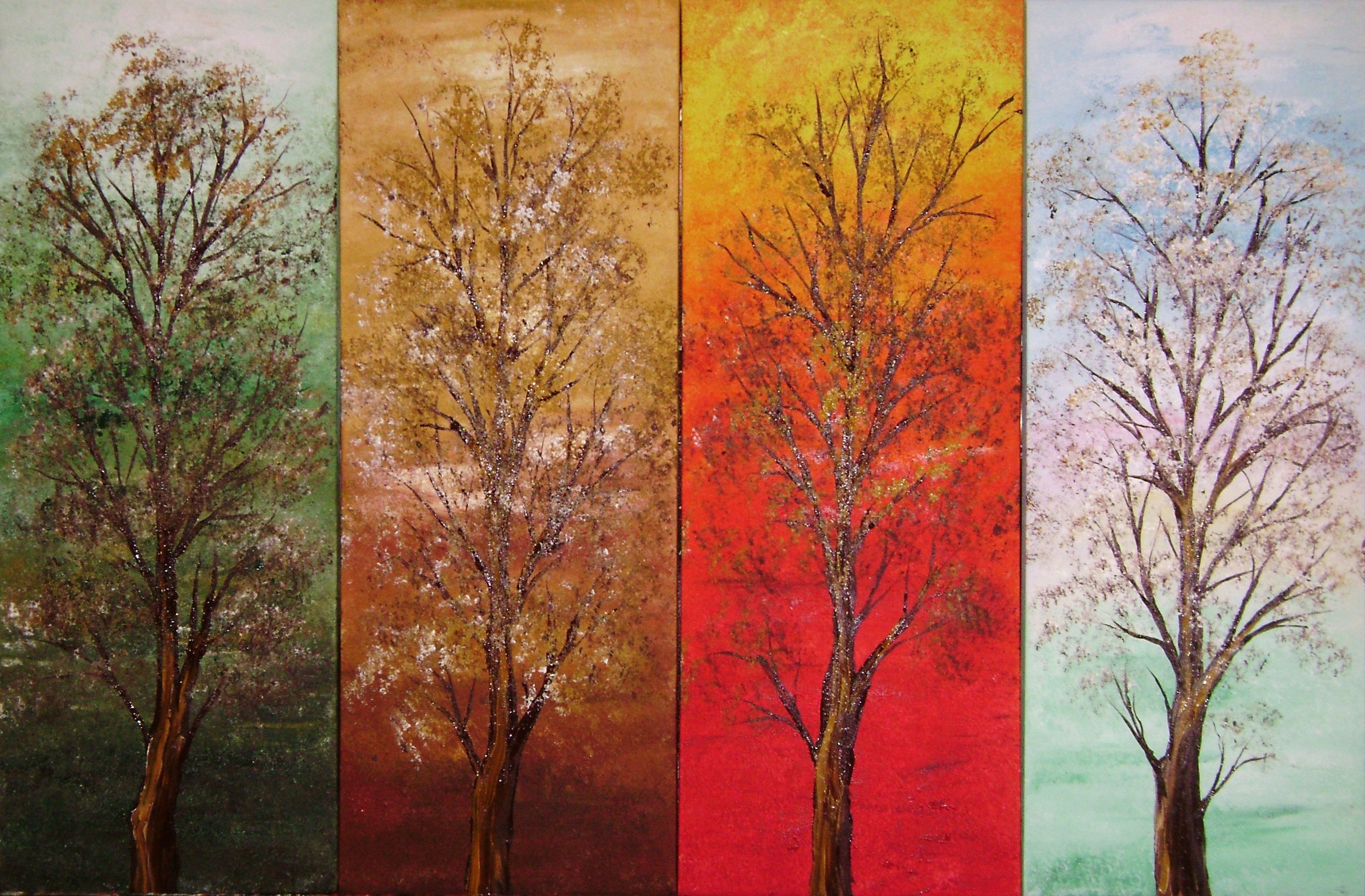 Картины 4 лет. 4сезона дерево триптих. Четыре времени года живопись. Четыре времени года в одной картине. Картина времена года.