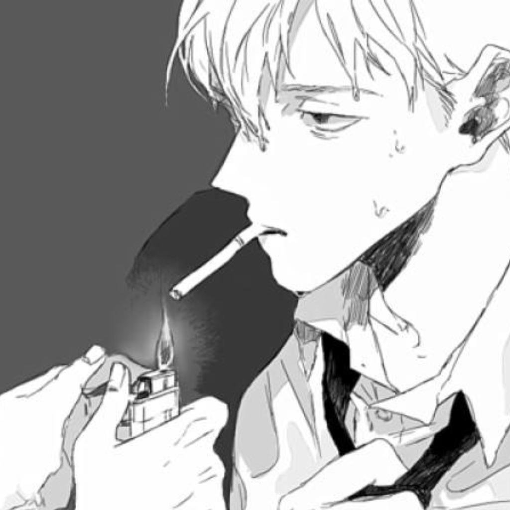Аниме прикуривает сигарету