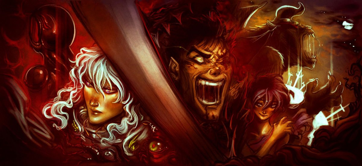 Аниме Берсерк Гатс в ярости