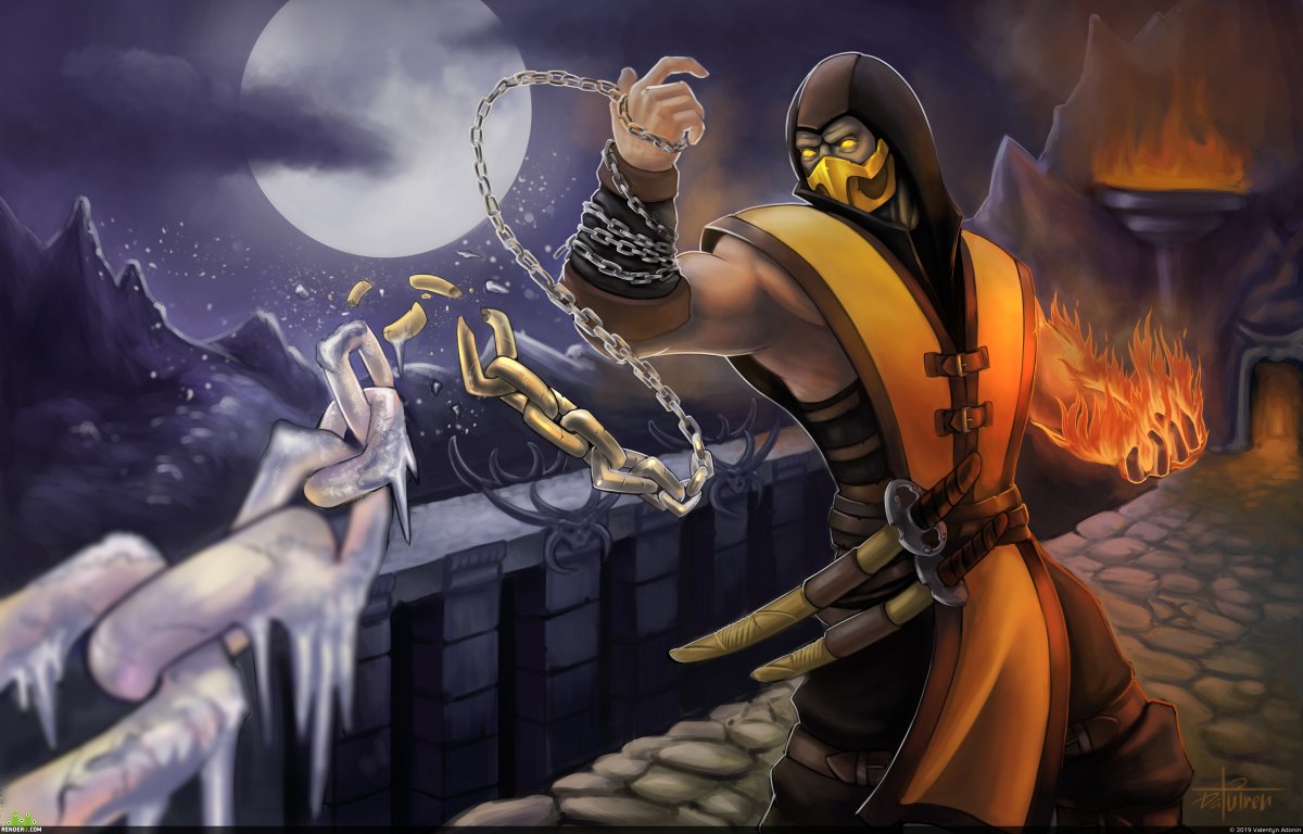 Scorpion Mortal Kombat арт