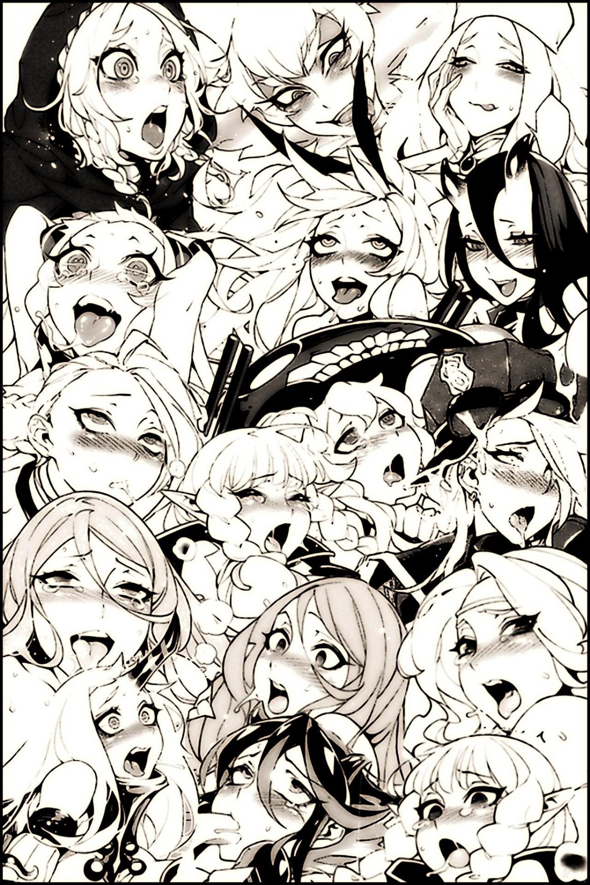 Ахегао аниме черно белое