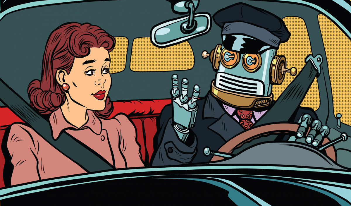 Поп арт человек в машине