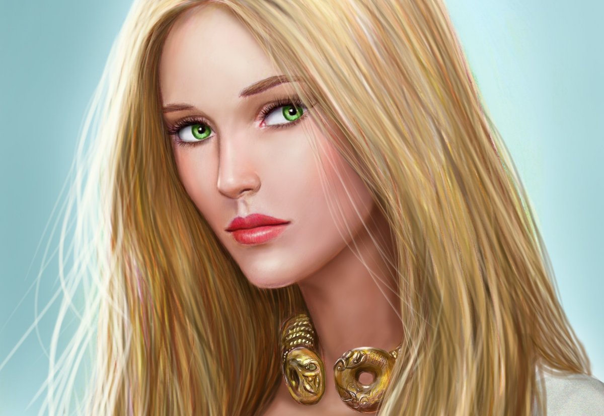 Блондинка с зелеными глазами