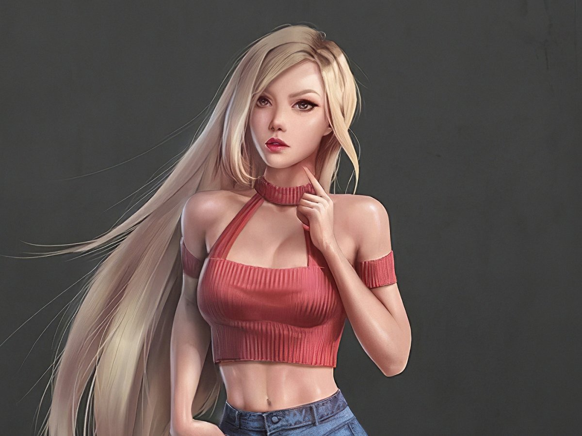 Девушка блондинка арт