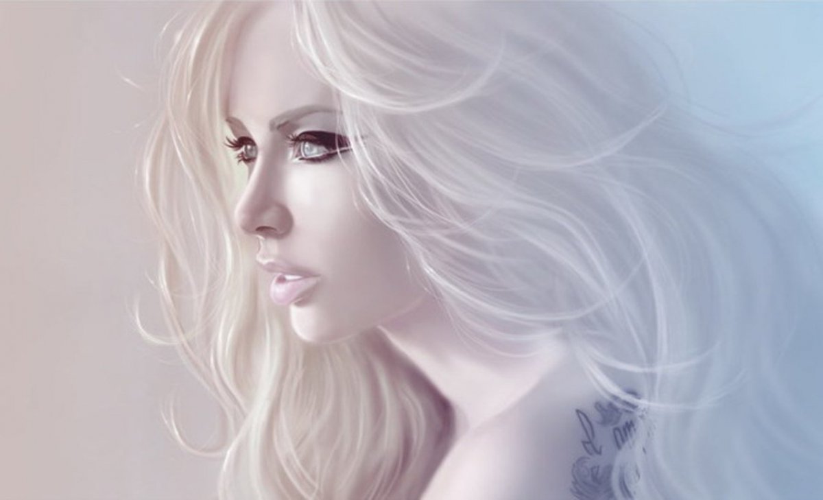 Блондинка с белыми глазами