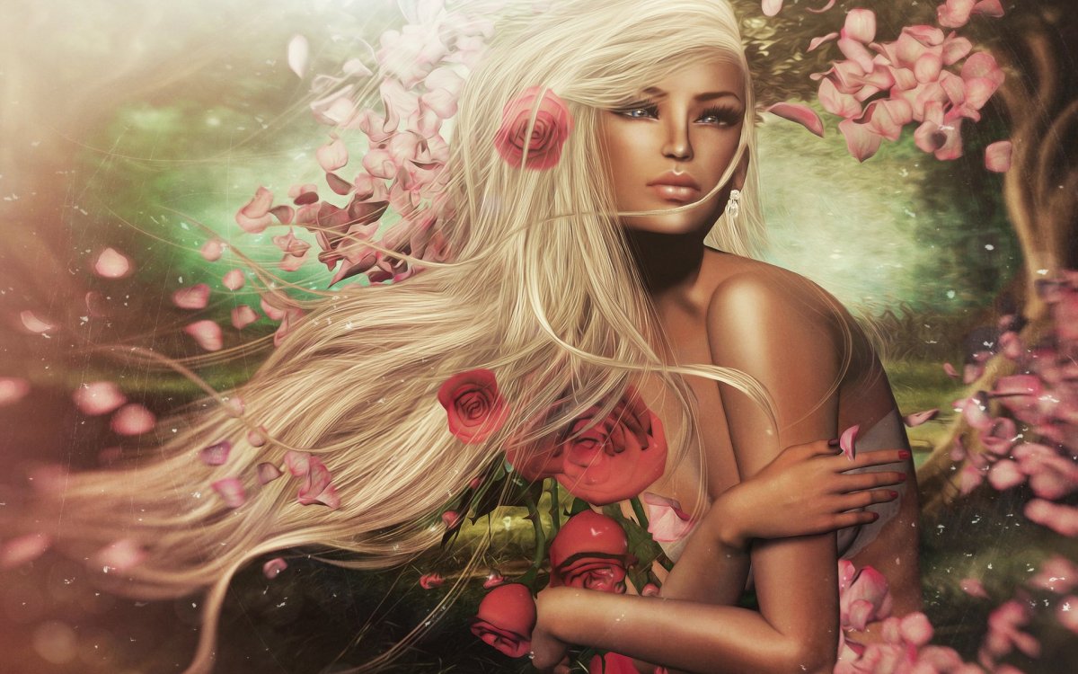 Фэнтези красивые девушки с цветами