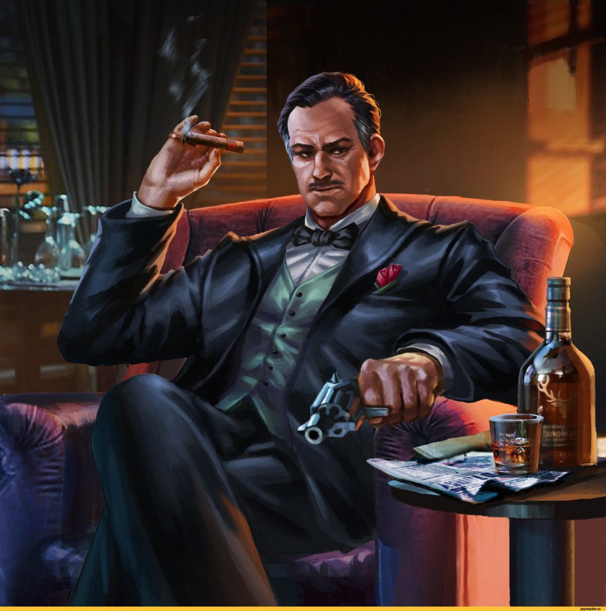 Дон Корлеоне с сигарой и виски