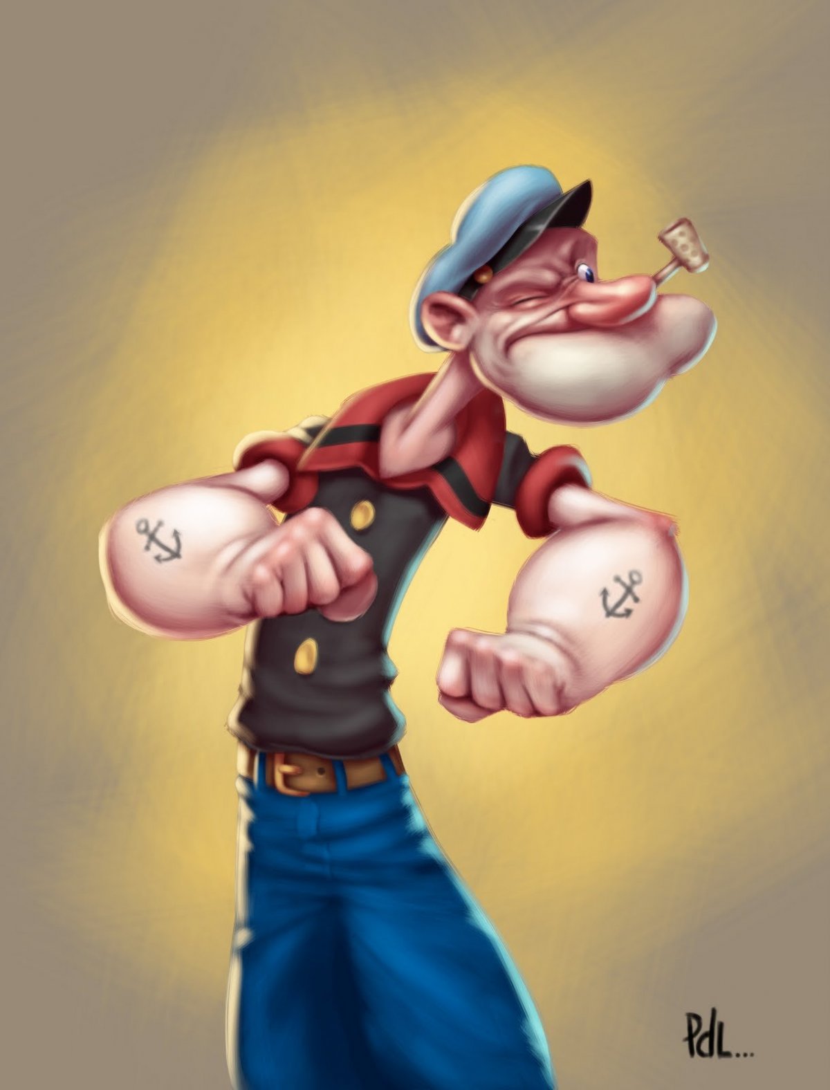 Моряк из мультика с большими руками