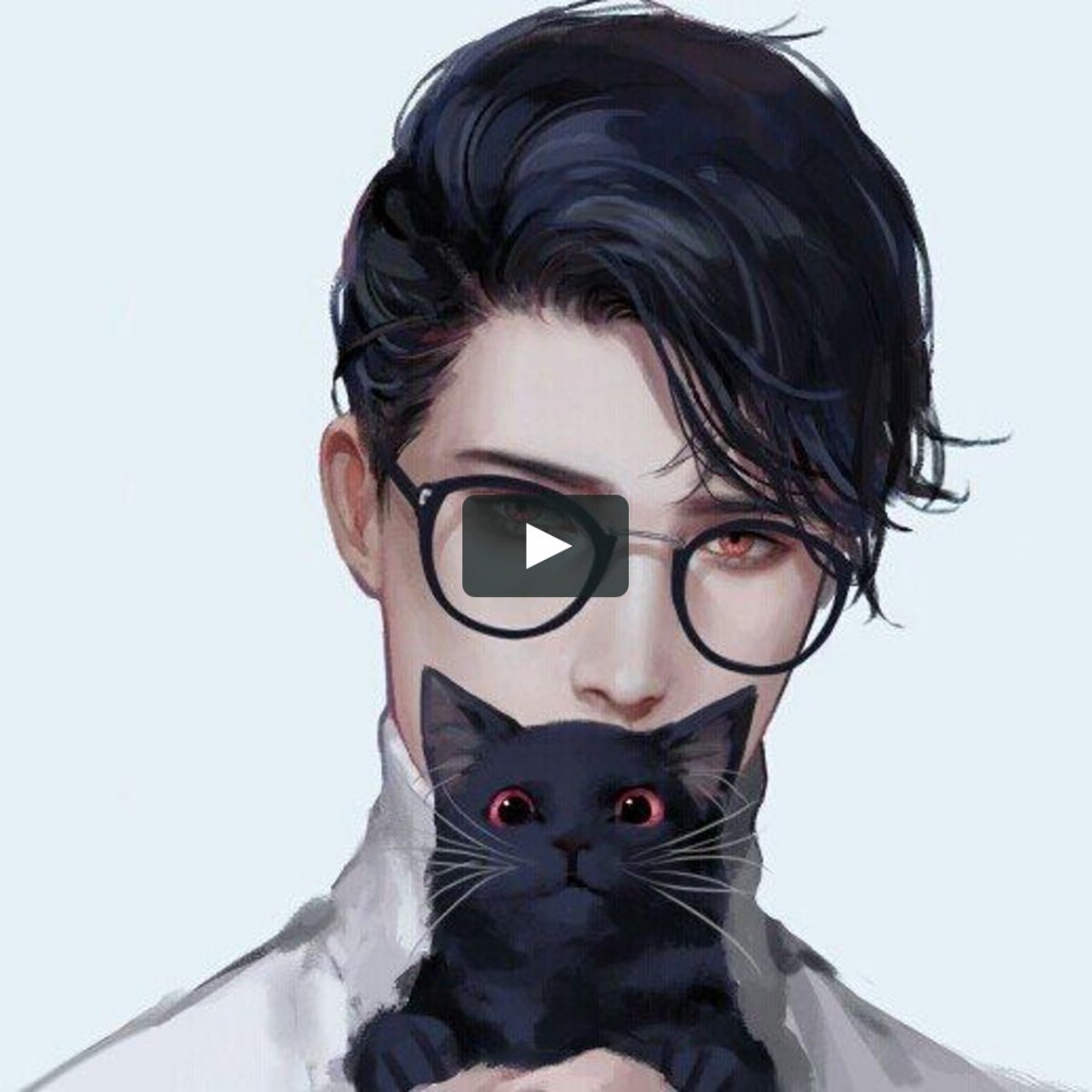 Парень с кошкой арт