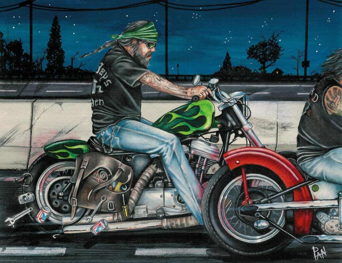 Байкер картина