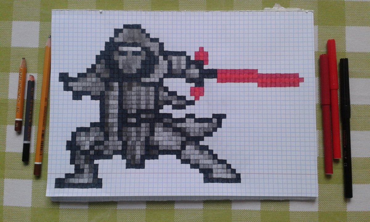 Пиксель арт на бумаге