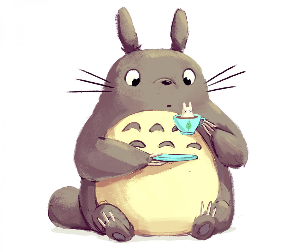 Тоторо на белом фоне