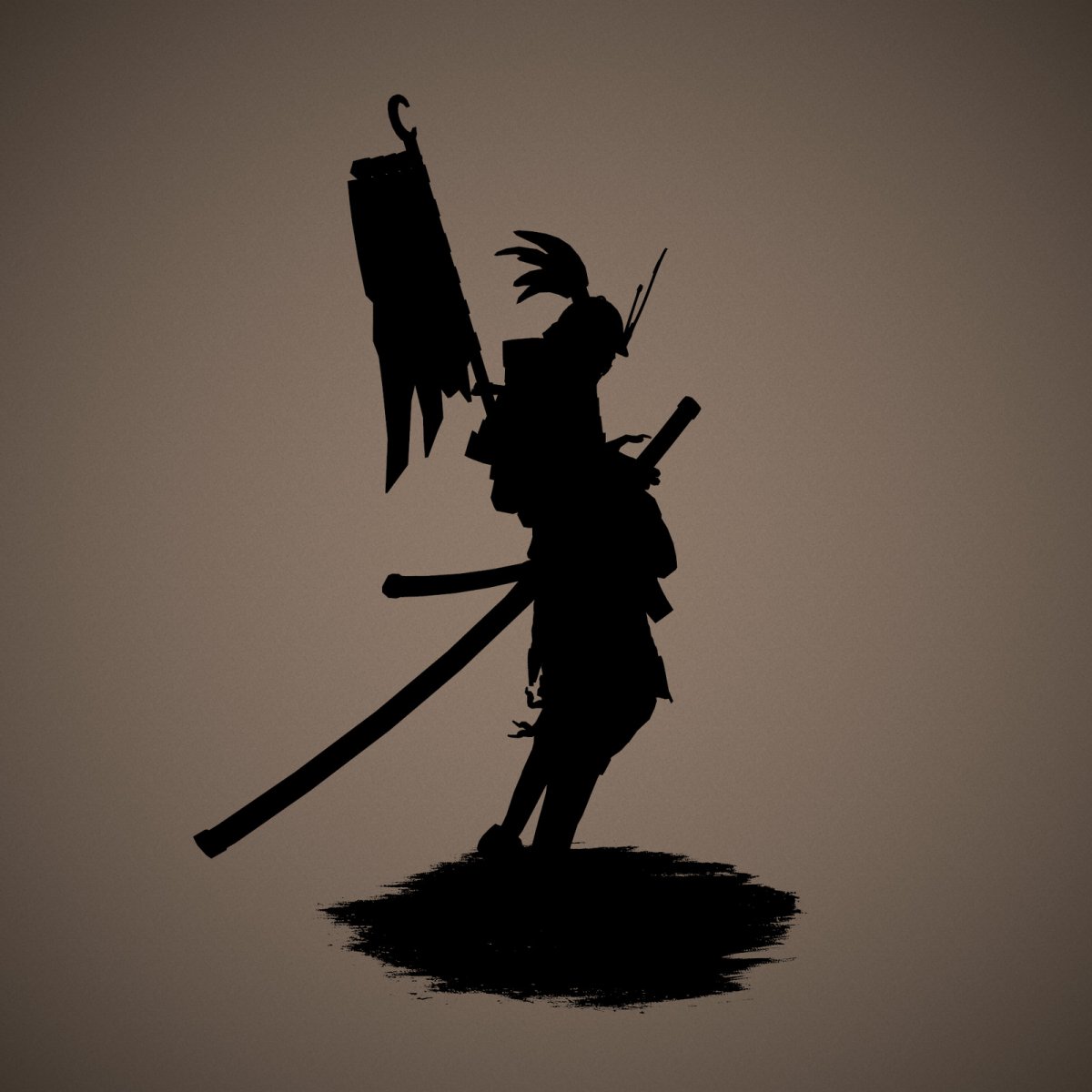 Самурай черно белый