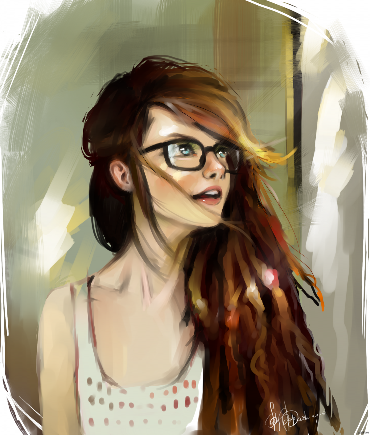 Девушка в очках арт
