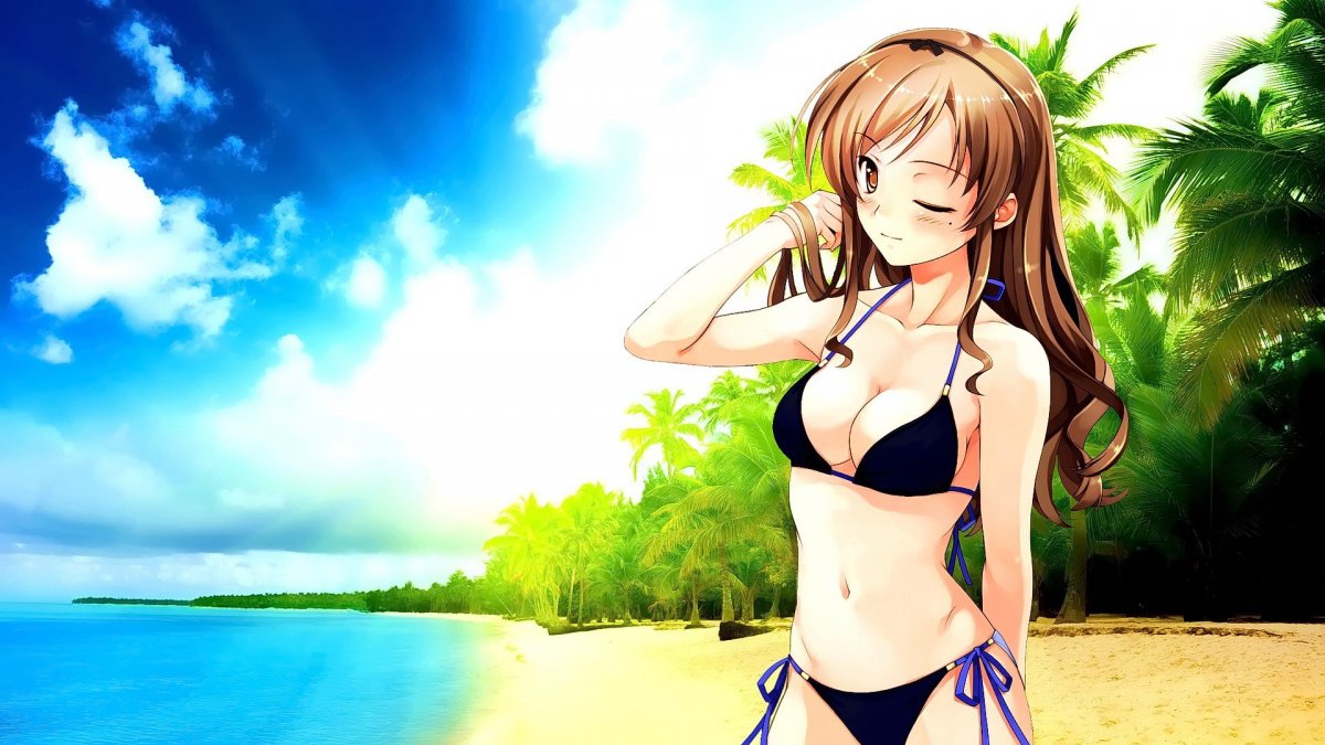 Анимешные девушки в купальниках