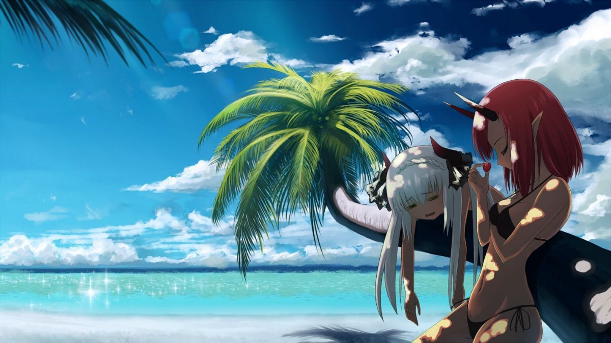 Аниме девушка на острове