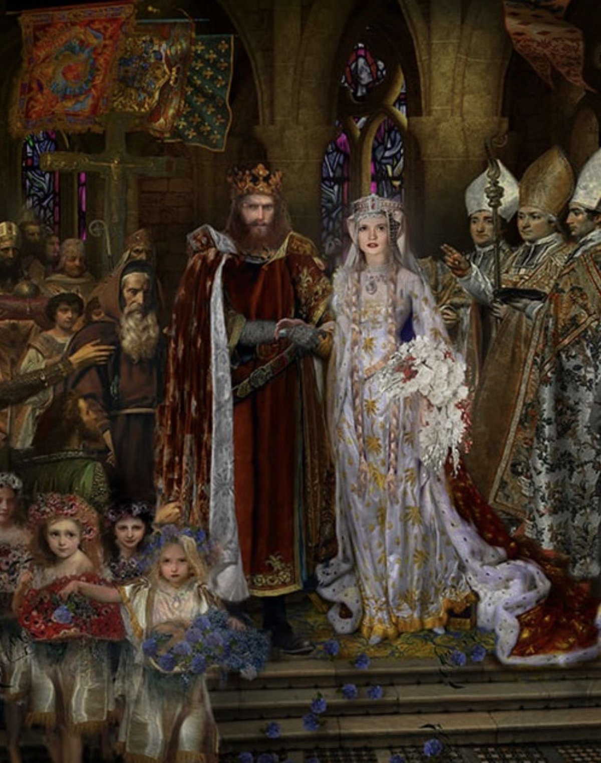 Средневековая живопись Король Артур и Гвиневра