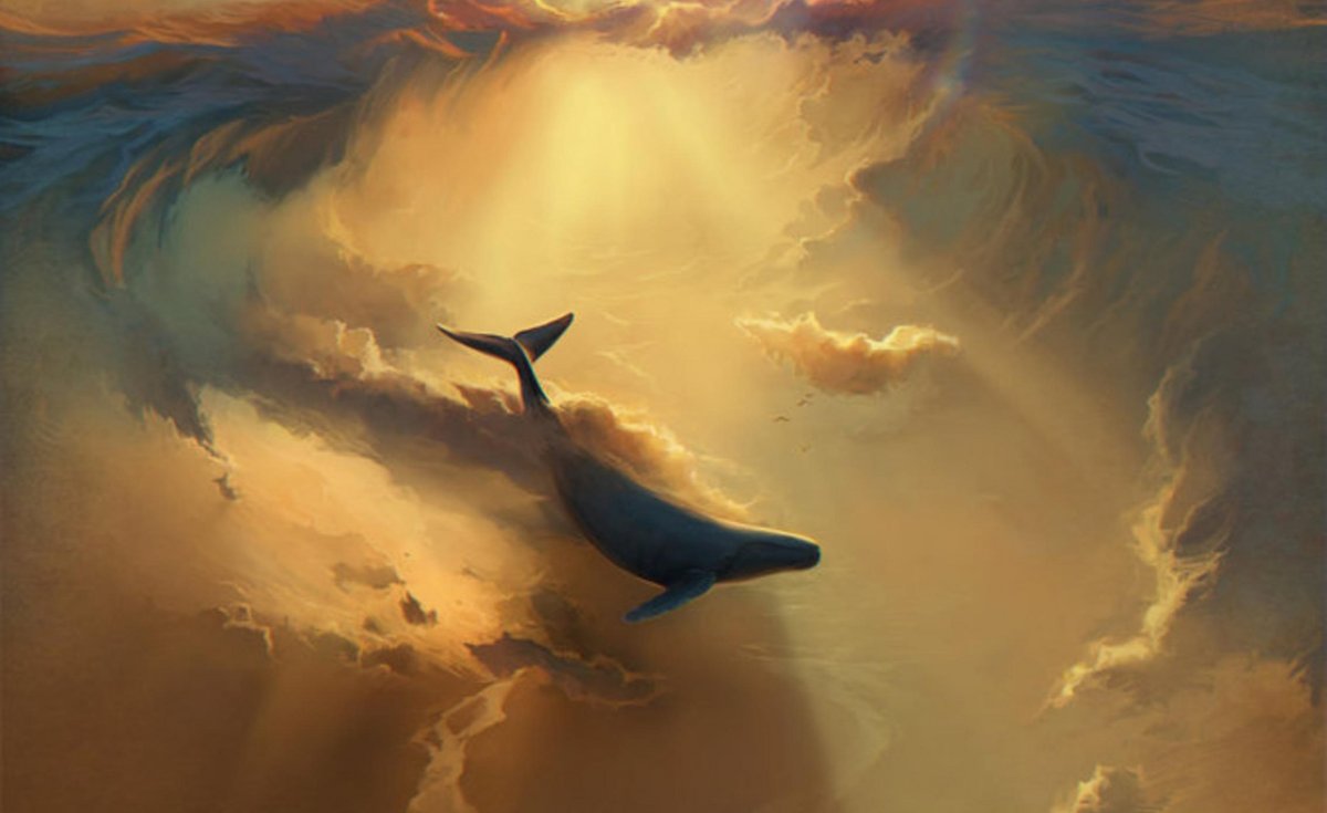 Кит в облаках обои